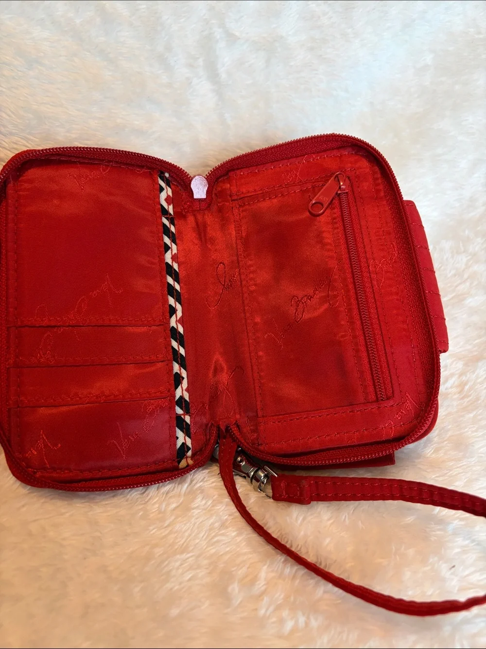 Vera Bradley Red Quilted Zip Around Wallet Wristlet